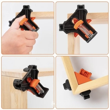 Držač u pravokutnom kutu za drvodjelstvo, 90°, podesiva fiksacija, ABS/PP materijal