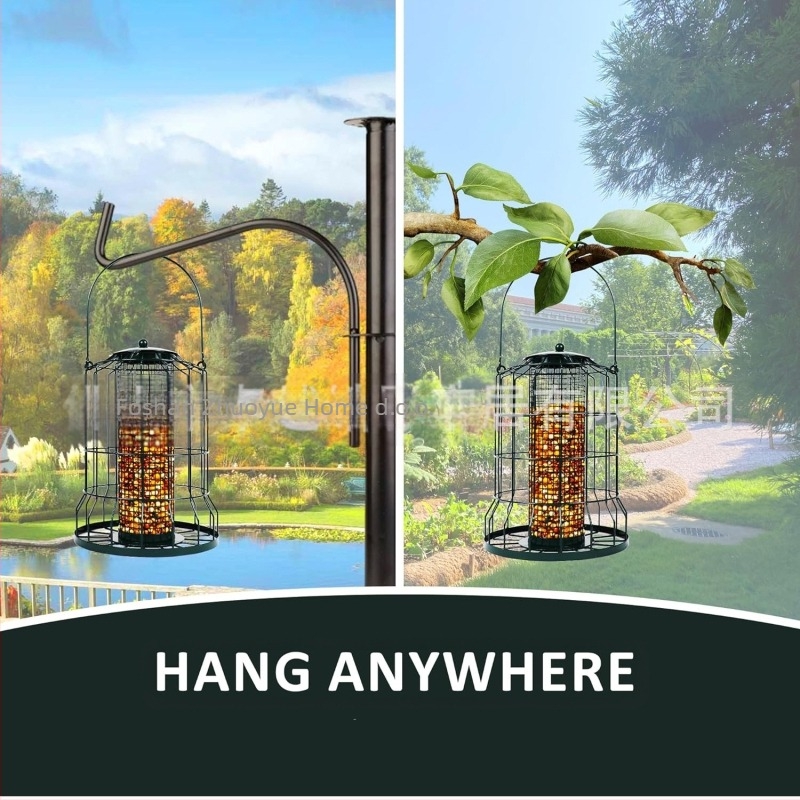 Metalna hranilica za ptice s mrežastom konstrukcijom i četiri otvora