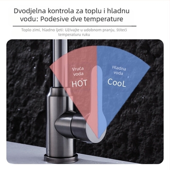 Nehrđajući čelični miješivač za umivaonik, okretni – keramički jezgrni ventil, 1.0 MPa, jednostruka konstrukcija