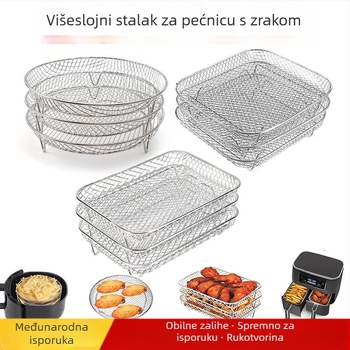 Nehrđajući čelični trostruki roštilj mreža za air fryer – debeo okvir za filtriranje dehidracije, poliran i zavareni