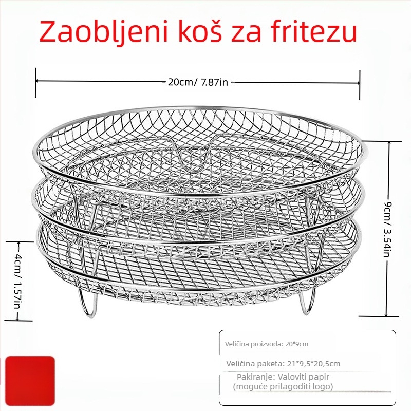 Nehrđajući čelični trostruki roštilj mreža za air fryer – debeo okvir za filtriranje dehidracije, poliran i zavareni