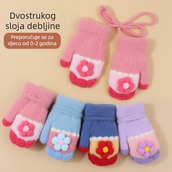 Pletene dječje rukavice s flis podstavom, crtani uzorak, unisex, uzrast 0-2 godine