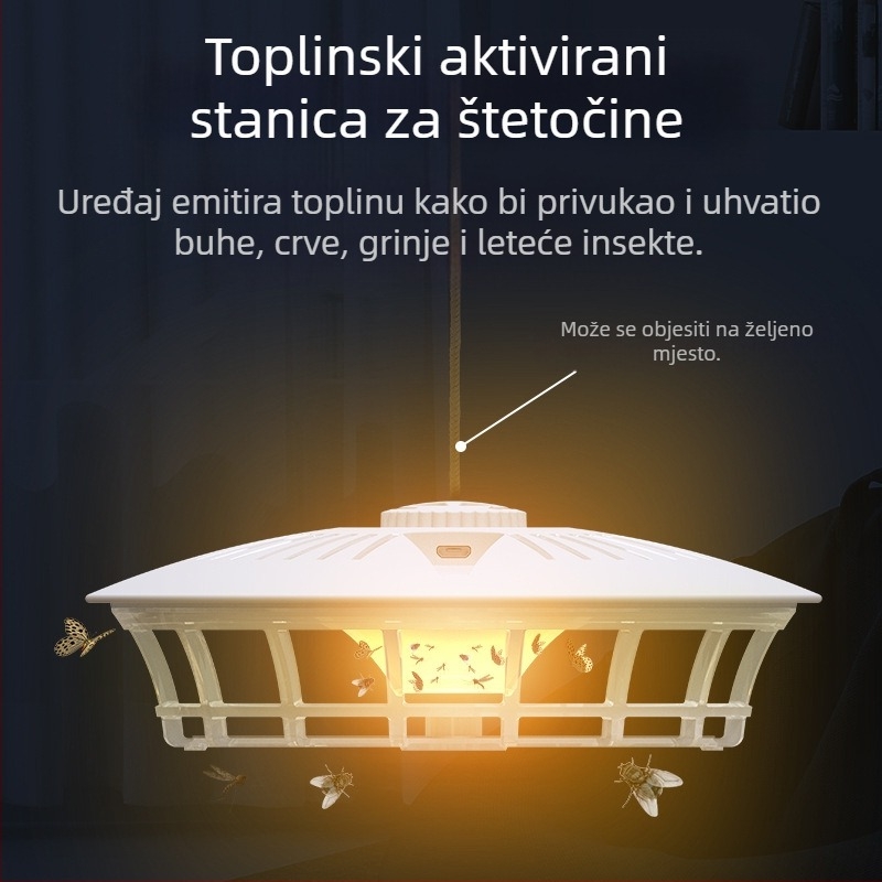 Lampa za hvatanje komaraca s ljepiljivim pločama i LED-om, za područje 80–120 m², model 807, 0,6 W, napajanje USB/AA baterijom, težina 264 g