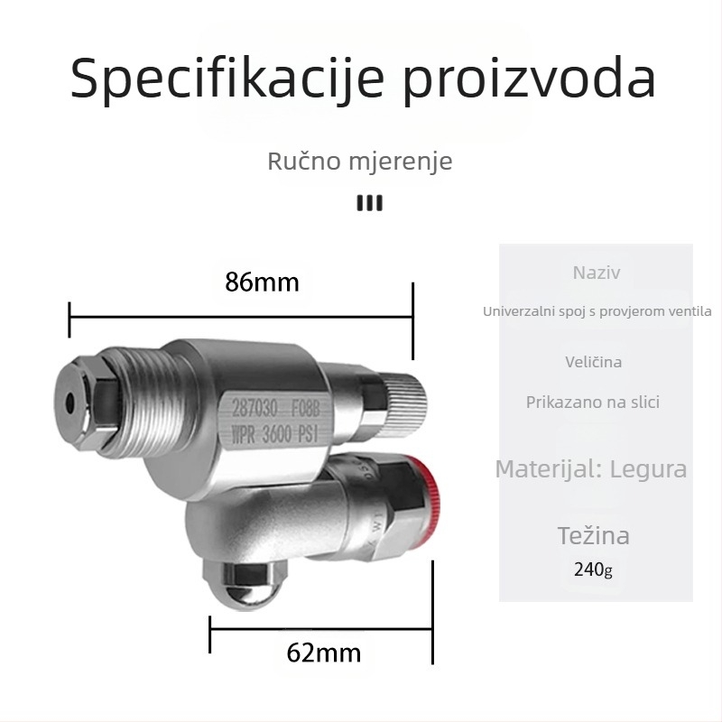 Pistolj za bez zraka visokog tlaka s univerzalnom spojkom, zaustavnim ventilom, modelom JZF01, produžni štap i adapter