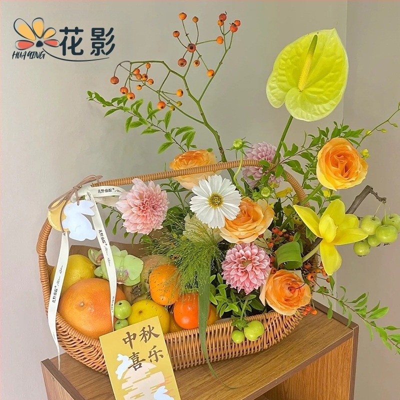 Ručna košara za voće i jaja u francuskom seoskom stilu, imitacija ratana, darovno pakiranje (Material: Willow/straw; Process: Handmade packaging; Packing level: 1)