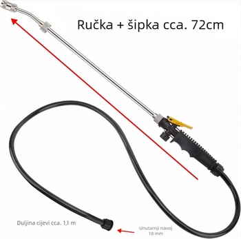 Nehrđajući čelični dugi štap za čišćenje s mlaznicom, prilagodljiva mlaznica za atomiziranje za poljoprivredu, vrt i kućanstvo