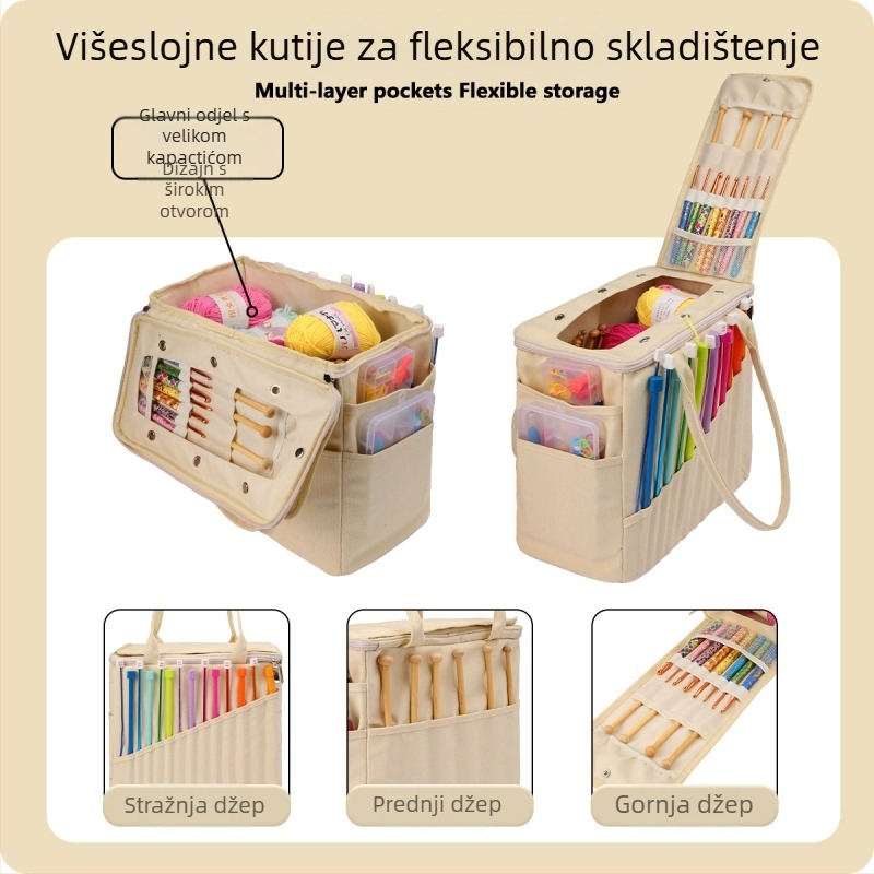 Eb Series Platnena Torba za Skladištenje Pletenja i Konaca – Kockasti Oblik, Veliki Kapacitet