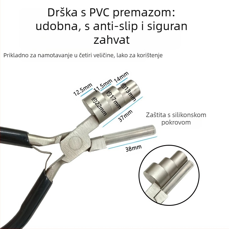 Višenamjenske kliješta s glavama 3 i 6 segmenata, najlon drška, uvijanje i oblikovanje; otporno na hrđu; težina 0.55; njemački stil