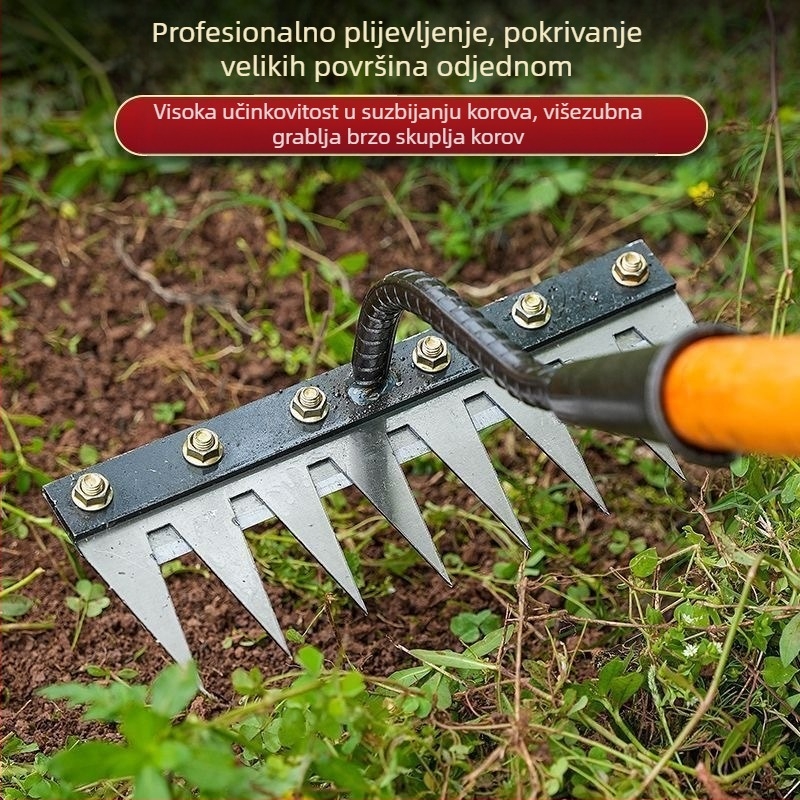 Blacksmith Bull Višenamjenski alat za uklanjanje korova — odvojiva grablja, obrada tla, vrtni kultivator, podrška prilagodbi