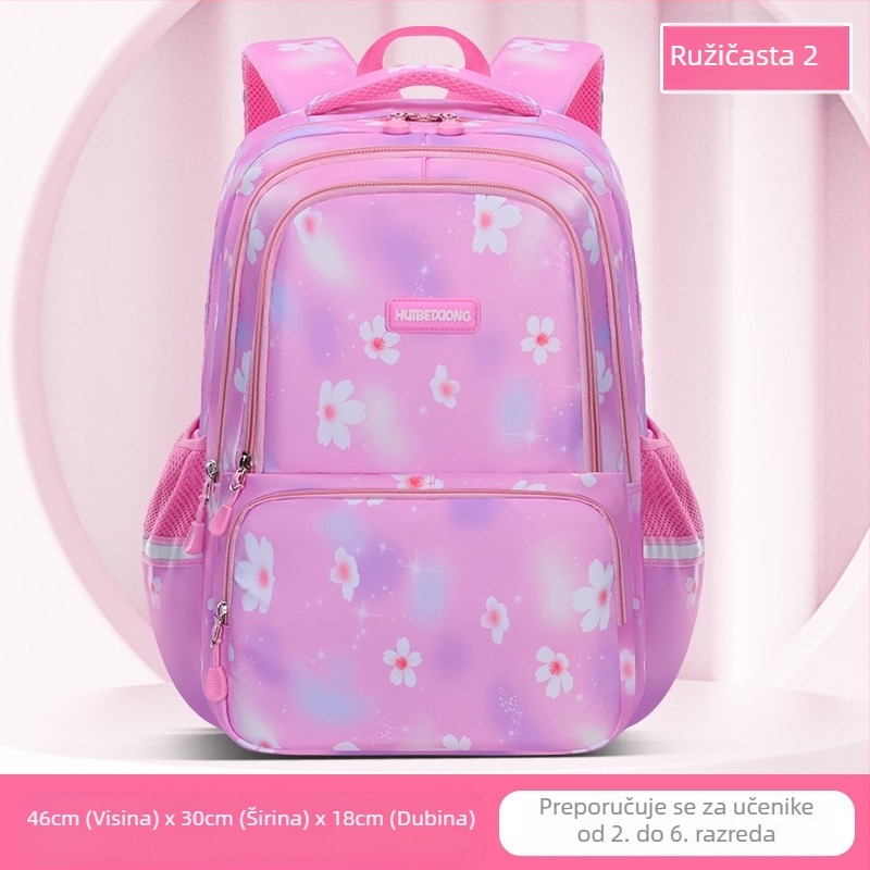 Platneni školski ruksak s vodootpornošću, reflektirajuće trake, velik kapacitet, zakrivljene naramenice