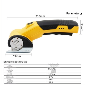 Električne škare za tkanine i kožu, punjiva litijska baterija, 3,6V, brzo rezanje