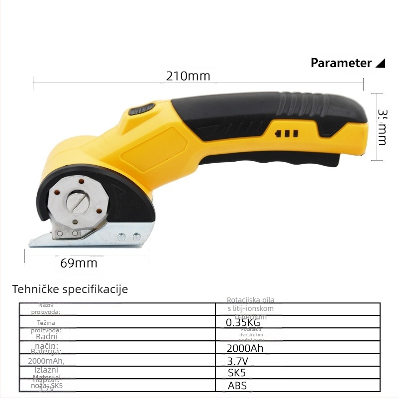 Električne škare za tkanine i kožu, punjiva litijska baterija, 3,6V, brzo rezanje