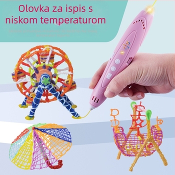 Dječja 3D olovka za tiskanje s niskom temperaturom, bežični LED osvjetljenje za crtanje i graffiti – edukativna umjetnička igračka za 7–14 godina