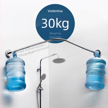 Nerđajući čelik, zakrivljena U-oblik tuš šipka, teleskopska, za kupaonicu, bez bušenja