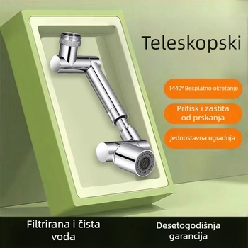 Kran s mehaničkim ramenom za umivaonik, 1440° rotirajući izlaz, tijelo od legure, jednoručni upravljač, elektroplatinirani završetak, raspon rada 0-80°C