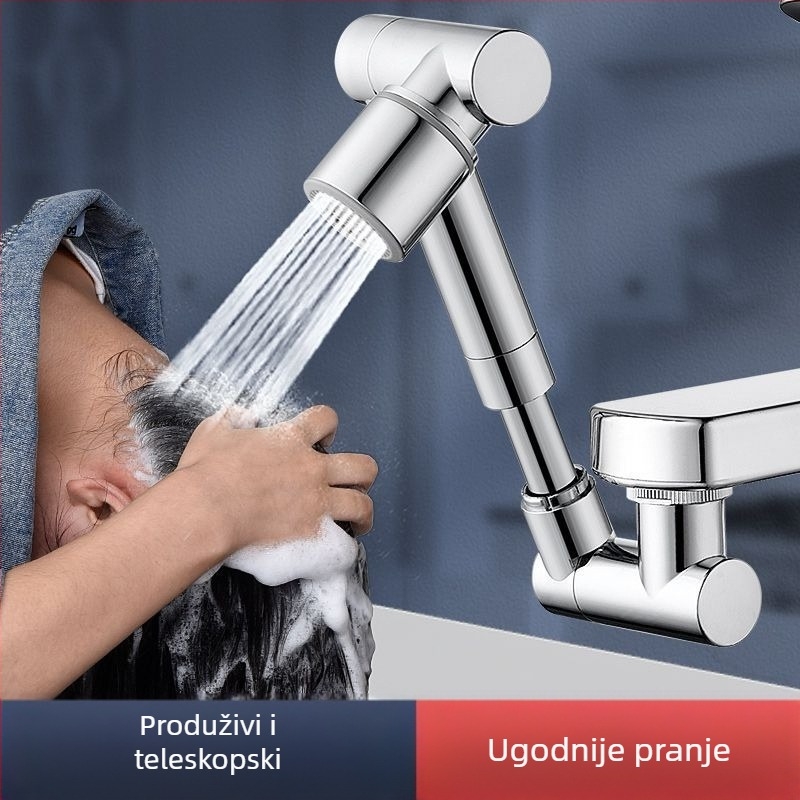 Kran s mehaničkim ramenom za umivaonik, 1440° rotirajući izlaz, tijelo od legure, jednoručni upravljač, elektroplatinirani završetak, raspon rada 0-80°C