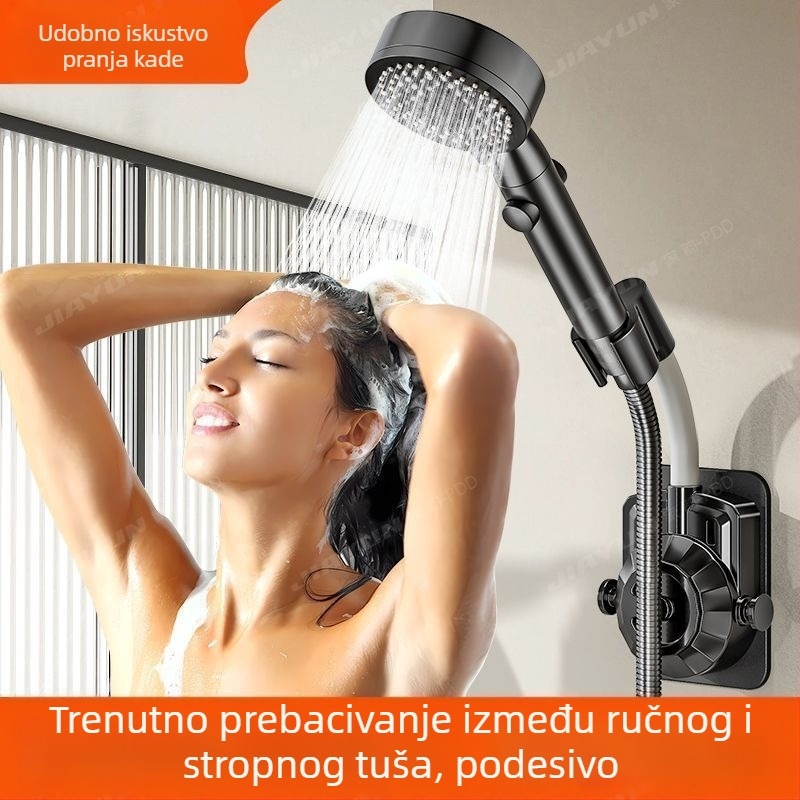 Bez bušenja, univerzalni držač tuš glave s usisnom čašom, podesivi držač za kupaonicu, ABS materijal, elektroplatinirani premaz