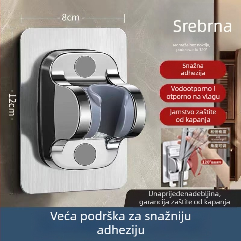 Bez bušenja, univerzalni držač tuš glave s usisnom čašom, podesivi držač za kupaonicu, ABS materijal, elektroplatinirani premaz