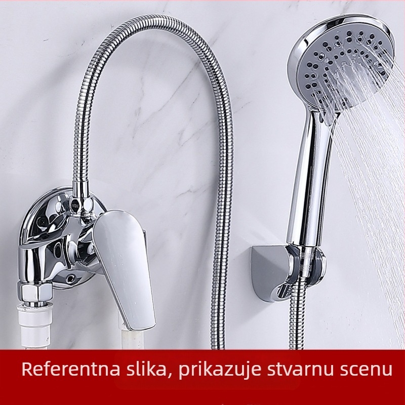 Tuš set od bakra, model H-3401; spiralni priključak; funkcije kiše i prskanja; kromirani završetak; radna temperatura 5–80°C