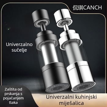Filter za kuhinjsku slavinu – cilindrična glava protiv prskanja, nehrđajući čelik, brušeni završetak, okretna ugradnja, jednostruki dizajn