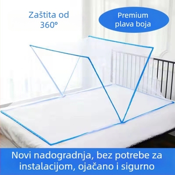 Sklopiva mreža protiv komaraca za spavaću sobu – bez montaže, za dvije osobe, poliester, okvir od vlakna stakla