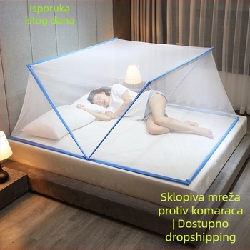 Sklopiva mreža protiv komaraca za krevete — bez montaže, izrađena od staklenih vlakana, okvir od cijevi od staklenih vlakana