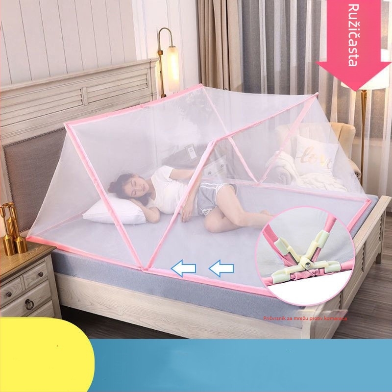 Sklopiva mreža protiv komaraca za krevete — bez montaže, izrađena od staklenih vlakana, okvir od cijevi od staklenih vlakana