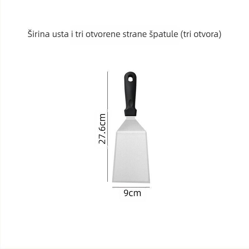 Nehrđajuća čelična spatula s drškom od bukovine, za roštilj, palačinke i steak