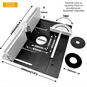 X8 aluminijska legura, 2-u-1 alat za stolnu ploču: rezanje i podrška ploča, preklopna ploča, mikro ploča i mjerač