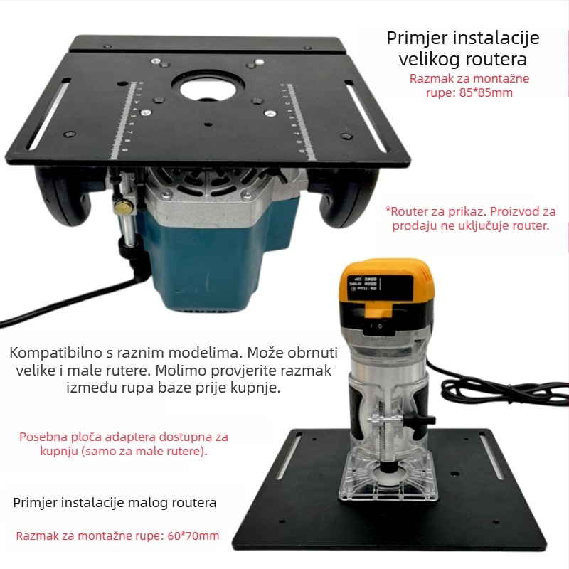 X8 aluminijska legura, 2-u-1 alat za stolnu ploču: rezanje i podrška ploča, preklopna ploča, mikro ploča i mjerač