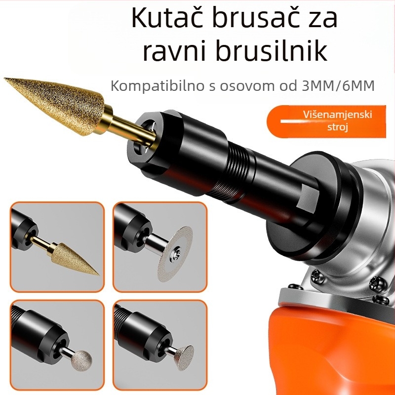 Tip 100 konverzijska glava za ravno brusilicu — čeljust 3 mm/6 mm, čelik, Xinshi Hardware