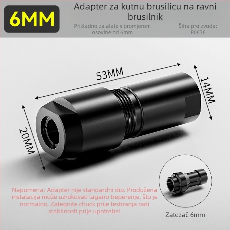 Tip 100 konverzijska glava za ravno brusilicu — čeljust 3 mm/6 mm, čelik, Xinshi Hardware
