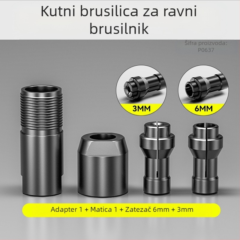 Tip 100 konverzijska glava za ravno brusilicu — čeljust 3 mm/6 mm, čelik, Xinshi Hardware