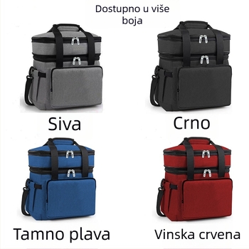Torba za led za auto i piknik – 18L, dvostruka izolacija s aluminijskom folijom, Oxford tkanina, nosiva preko tijela
