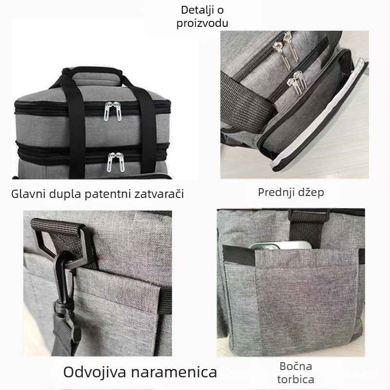 Torba za led za auto i piknik – 18L, dvostruka izolacija s aluminijskom folijom, Oxford tkanina, nosiva preko tijela