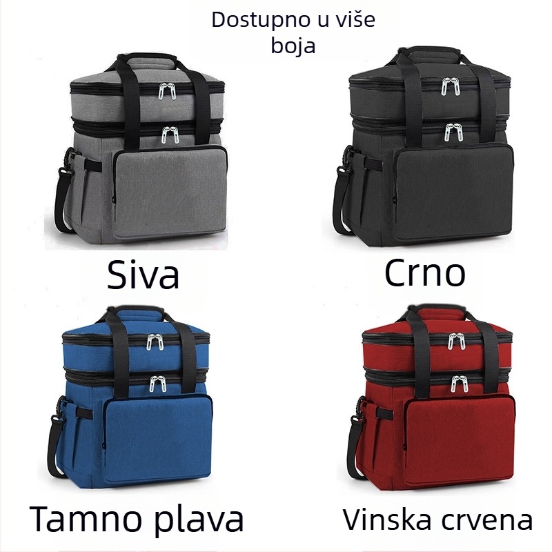 Torba za led za auto i piknik – 18L, dvostruka izolacija s aluminijskom folijom, Oxford tkanina, nosiva preko tijela