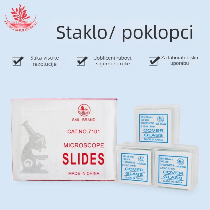 Mangrove 7101 staklene mikroskopijske pločice i četvrtaste pokrovne staklene pločice – 50 kom. u kutiji, za pripremu uzoraka u školskom laboratoriju biologije