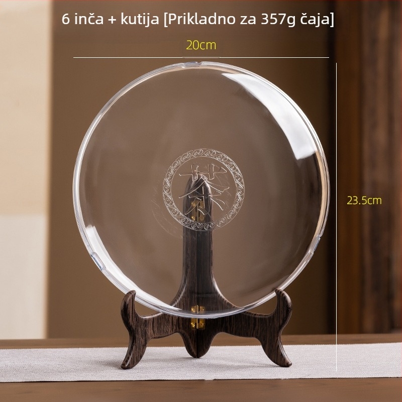 Držač za Pu'er čajni kolačić – plastični nosač s drvenim uzorom, kineski stil za izlaganje