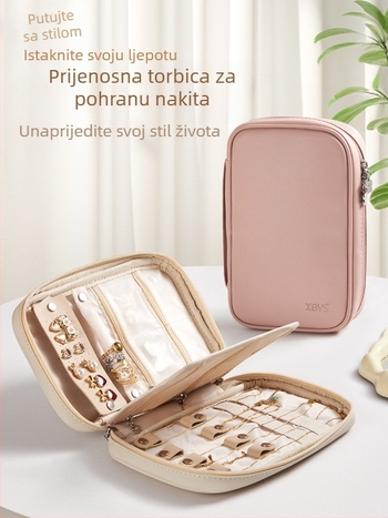 Prenosna kutija za nakit za putovanja — PU koža, gradski minimalistički stil, unisex, svakodnevna upotreba
