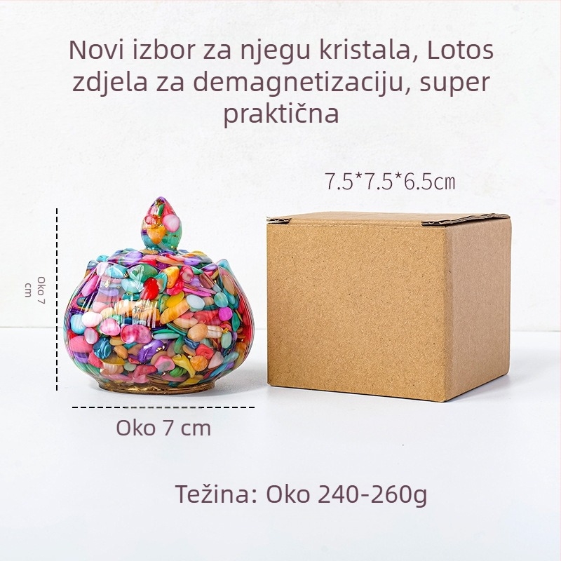 Apeng Crystal lotus zdjela od epoksidne smole s drobnim kristalom, kristalna dekoracija za ukrašavanje i skladištenje, demagnetizirajuća zdjela