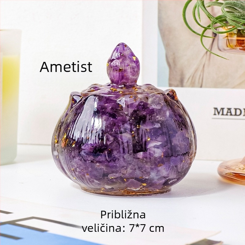 Apeng Crystal lotus zdjela od epoksidne smole s drobnim kristalom, kristalna dekoracija za ukrašavanje i skladištenje, demagnetizirajuća zdjela