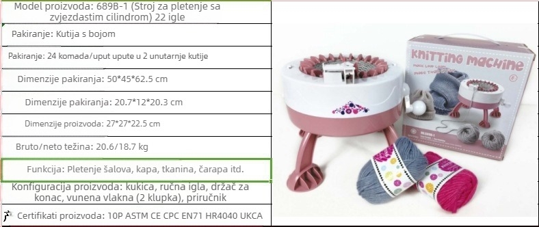 48-iglena ručna pletena mašina za šal — dječja DIY igračka, plastični materijal