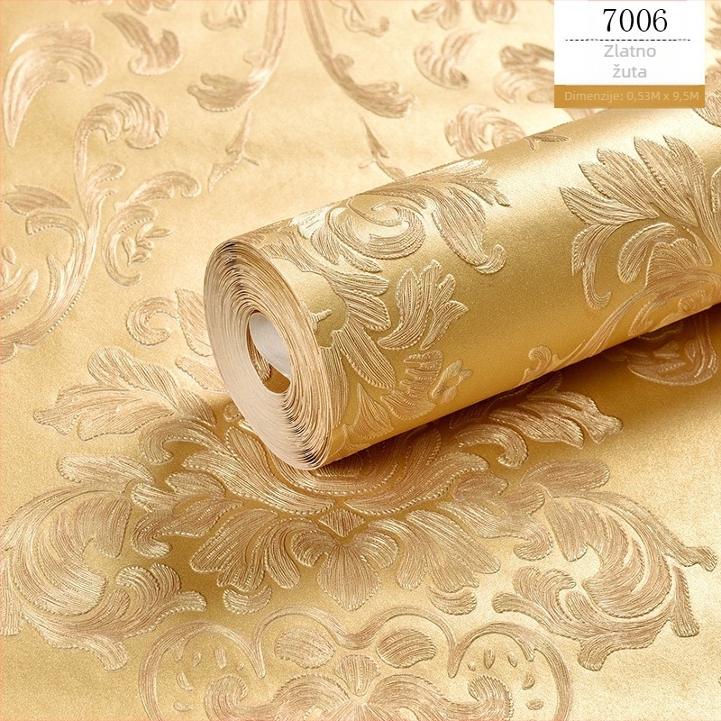 Europski stil 3D damaska netkane tapete za spavaću sobu i dnevni boravak, pozadina za TV, otisnuti uzorak, luksuzan dizajn