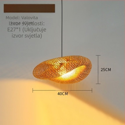 Viseća svjetiljka od bambusa, retro stil, tip visećeg svjetla sa žicom, s jednom glavom, 220V