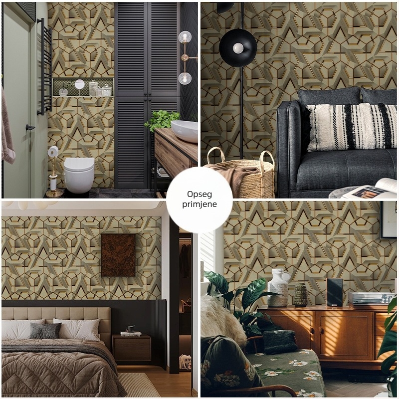 Samoljepljive 3D geometrijske tapete, PVC materijal, PVC sloj, poseban dekorativni stil, lagani luksuz