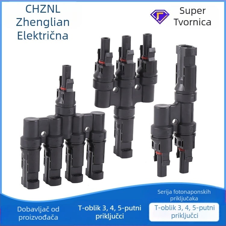Zhenglian MC4 fotonaponski konektor, T-tip višestruki vodootporni adapter za solarnu energiju
