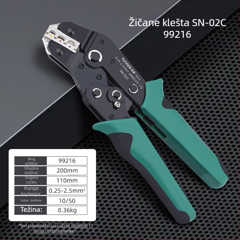 Topson Kliješta za obmaz s mehanizmom zatezanja – cijevnog tipa za gole terminale, visoko ugljična čelika, težina 0.38