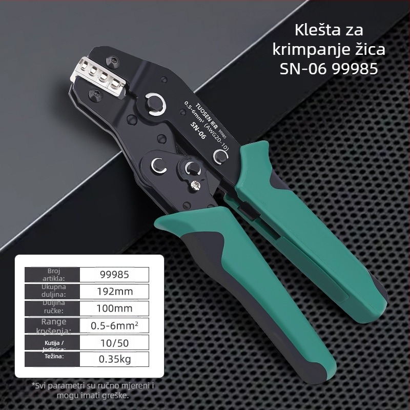 Topson Kliješta za obmaz s mehanizmom zatezanja – cijevnog tipa za gole terminale, visoko ugljična čelika, težina 0.38