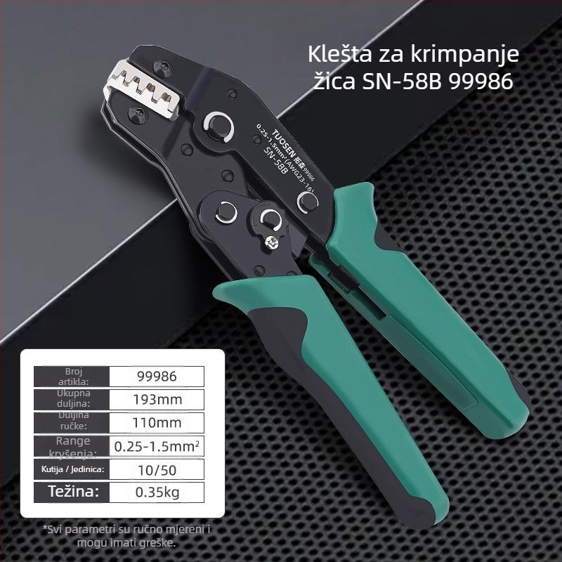 Topson Kliješta za obmaz s mehanizmom zatezanja – cijevnog tipa za gole terminale, visoko ugljična čelika, težina 0.38