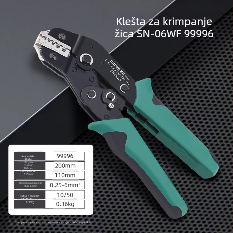 Topson Kliješta za obmaz s mehanizmom zatezanja – cijevnog tipa za gole terminale, visoko ugljična čelika, težina 0.38